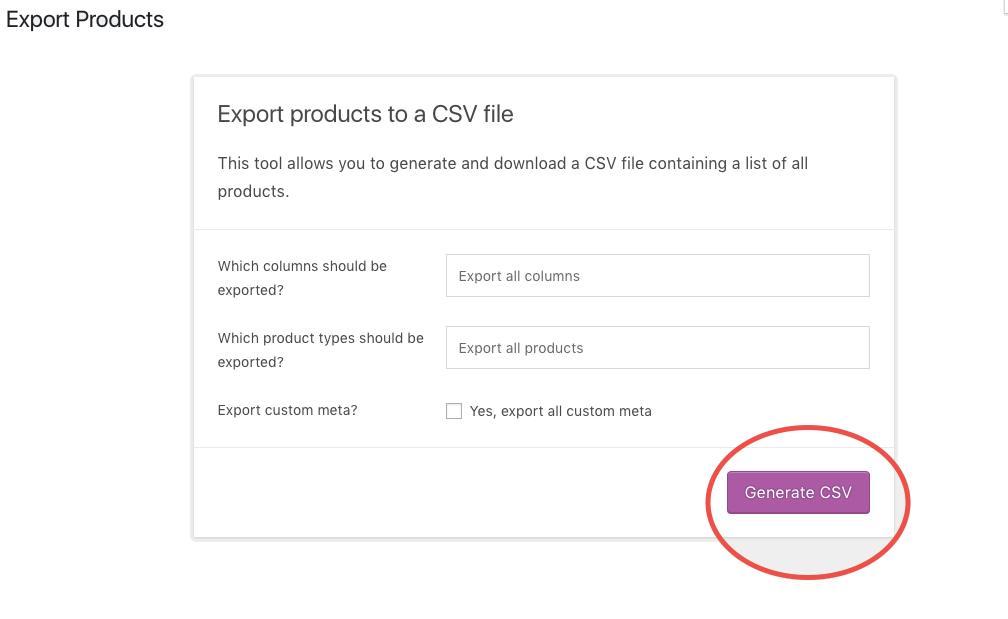 Click the "Generete CSV" button